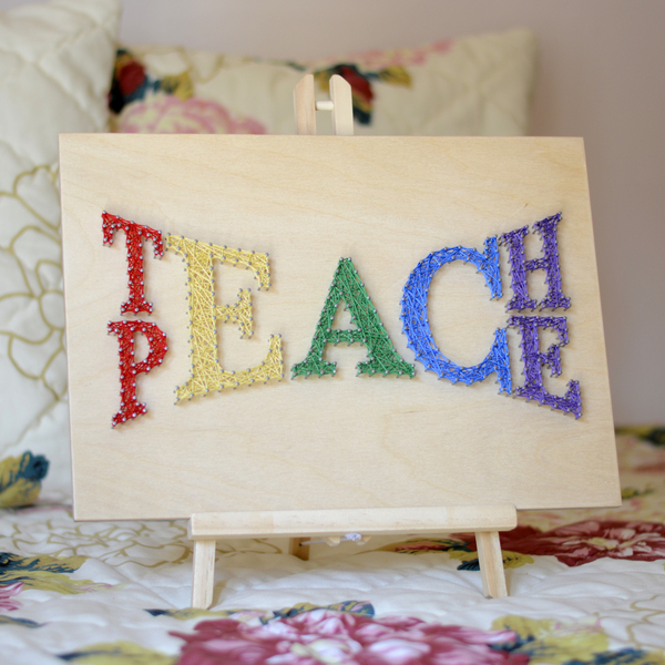 Ξύλινο διακοσμητικό κάδρο για τον τοίχο "Teach Peace" 38x28cm - πίνακες & κάδρα - 2