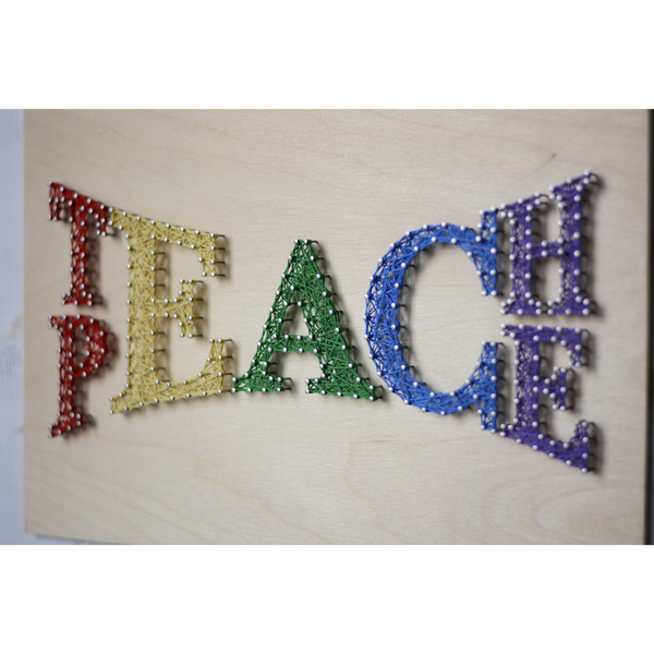 Ξύλινο διακοσμητικό κάδρο για τον τοίχο "Teach Peace" 38x28cm - πίνακες & κάδρα - 4