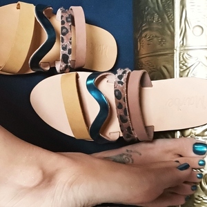 Handmade Leather Sandal : Agathe - δέρμα, φλατ, slides