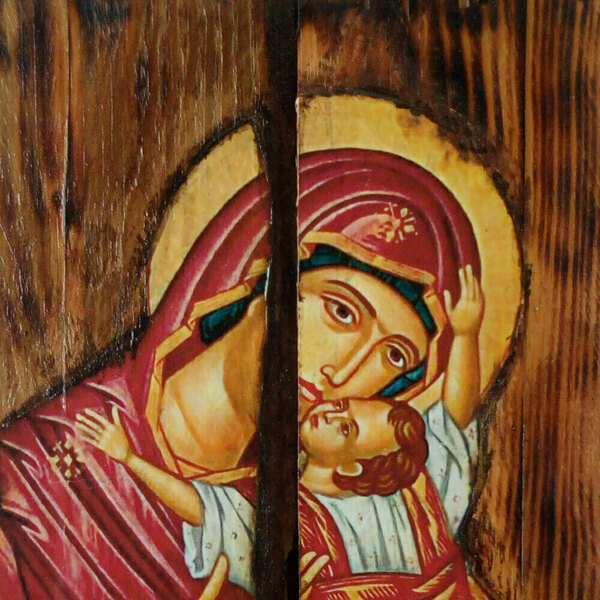 Παναγία Γλυκοφιλούσα Εικόνα Σε Ξύλο 22x14cm - πίνακες & κάδρα, πίνακες ζωγραφικής, εικόνες αγίων - 2