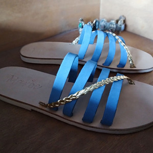 Handmade Leather Sandal : Kalina - δέρμα, μαύρα, φλατ, slides - 2