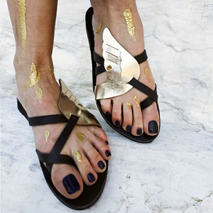 Handmade Leather Sandal : Xenia - δέρμα, μαύρα, φλατ, slides