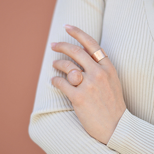 Rose Gold Wide ring -Χειροποίητο δαχτυλίδι με επιμετάλλωση ροζ χρυσό - statement, μπρούντζος, μεγάλα, αυξομειούμενα - 4