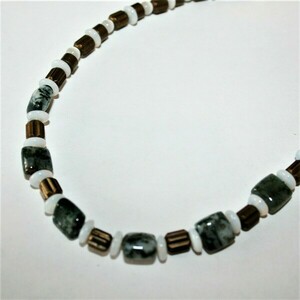 Βραχιόλι ποδιού ημιπολύτιμες πέτρες πράσινος αχάτης-βρυώδης, λευκές, μπρούτζος - ημιπολύτιμες πέτρες, χάντρες, μπρούντζος, ποδιού, αυξομειούμενα - 2
