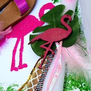 Πασχαλινή Κασετίνα : Flamingo (Σανδαλάκι και Λαμπάδα) Box Set - λαμπάδες, για παιδιά, κορίτσι, flamingos