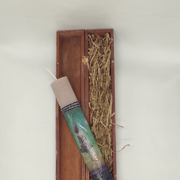 Χειροποίητη αρωματική λαμπάδα 30 cm σε ξύλινο κουτί με ντεκουπάζ . - κορίτσι, λαμπάδες, πεταλούδα, για ενήλικες, για εφήβους - 2