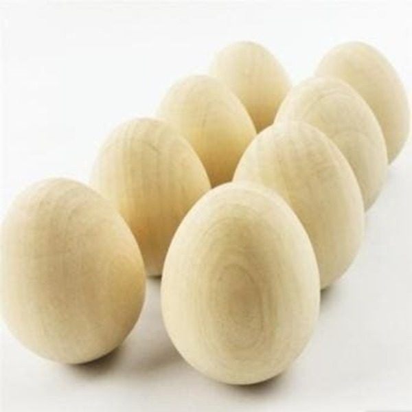 Αυγό, μασιφ ξύλο με τρύπα 70x45 mm ,χρώμα φυσικό - αγόρι, διακοσμητικά - 2
