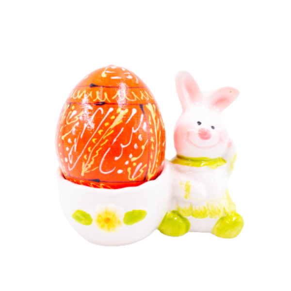 Ξύλινο διακοσμητικό χειροποίητο αυγό , 7εκ. orange - κορίτσι, διακοσμητικά, ζευγάρια, για ενήλικες - 2