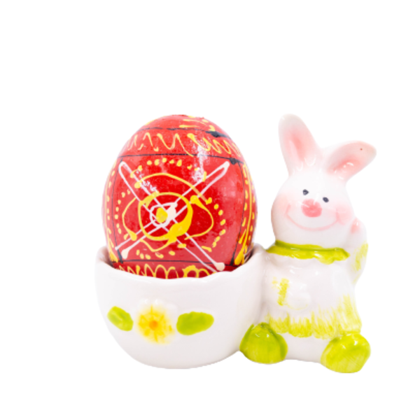 Ξύλινο διακοσμητικό χειροποίητο αυγό , 7εκ. redΧ - κορίτσι, διακοσμητικά, για ενήλικες - 2