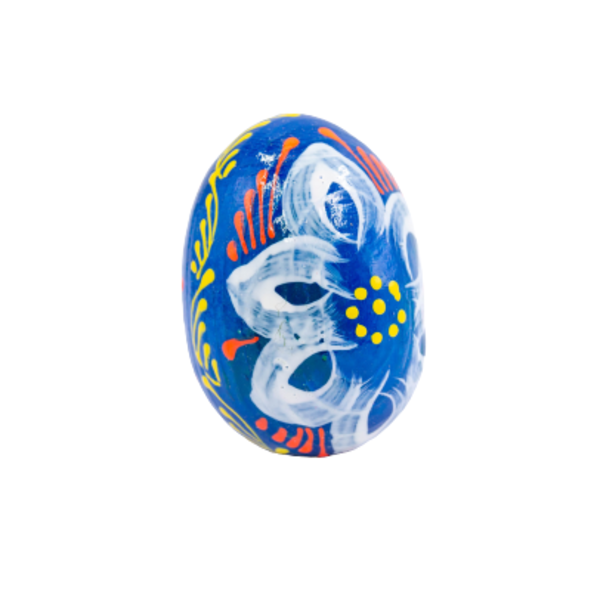 Ξύλινο διακοσμητικό χειροποίητο αυγό , 7εκ. μπλε-ασπρο - αγόρι, διακοσμητικά, για ενήλικες - 3