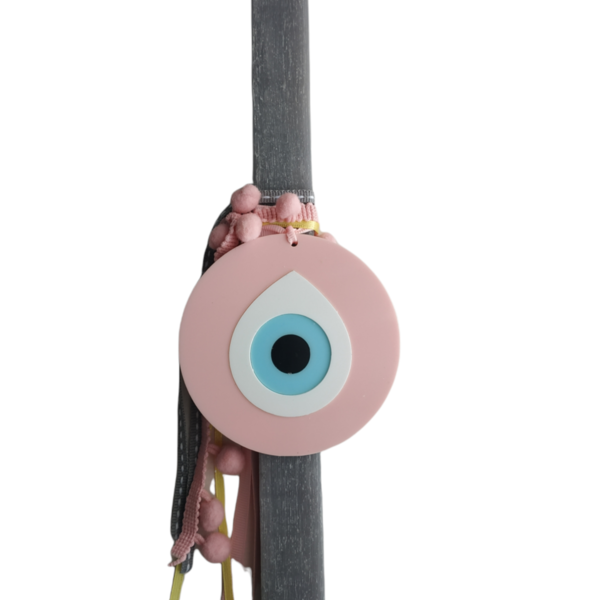 Πασχαλινή αρωματική λαμπάδα με ροζ μάτι μήκος 30 εκ - κορίτσι, λαμπάδες, για παιδιά, για εφήβους, για μωρά