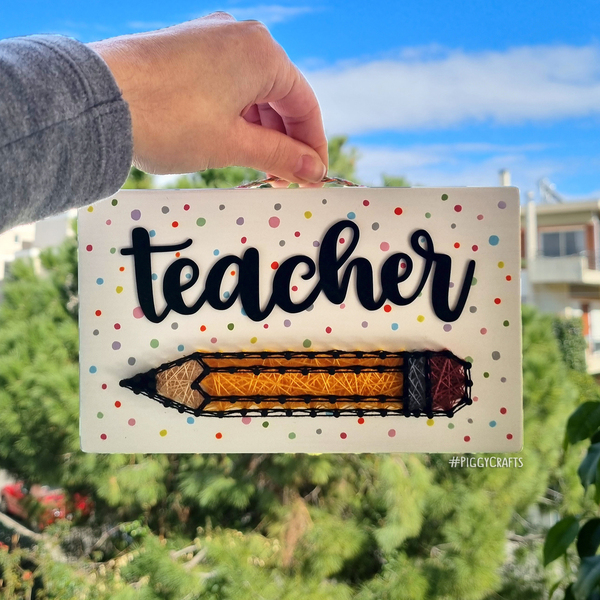 Ξύλινο δώρο για δασκάλα ή δάσκαλο "Teacher's Pencil" (20x12cm) - πίνακες & κάδρα, δώρα για δασκάλες - 3
