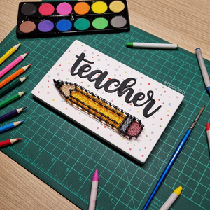 Ξύλινο δώρο για δασκάλα ή δάσκαλο "Teacher's Pencil" (20x12cm) - πίνακες & κάδρα, δώρα για δασκάλες - 5