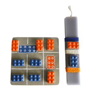 Λαμπάδα ΤΡΙΛΙΖΑ " ΤΟΥΒΛΑΚΙΑ" ( μπλε - πορτοκαλί) - αγόρι, λαμπάδες, για παιδιά, για εφήβους, παιχνιδολαμπάδες