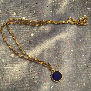 Blue Moon Necklace - επιχρυσωμένα, κοντά, ατσάλι, μπλε χάντρα, μενταγιόν - 2