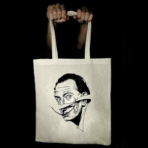 Tote Bag ▪️Salvador Dalí▪️ _Πάνινη τσάντα ζωγραφισμένη στο χέρι - ύφασμα, χειροποίητα, all day, tote, πάνινες τσάντες - 3