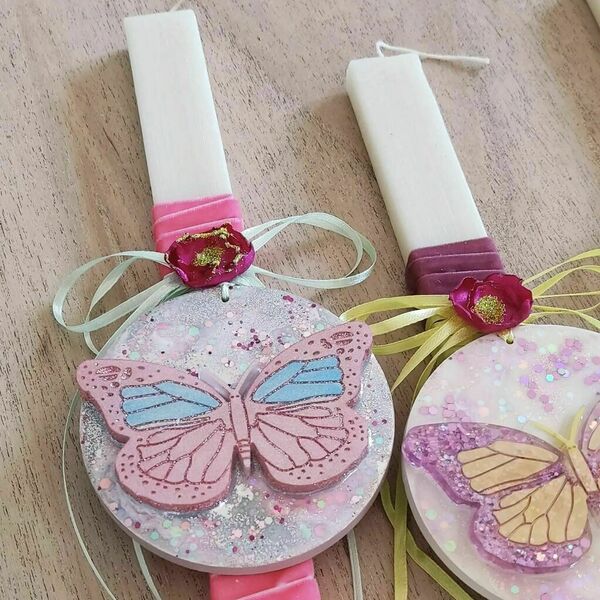 Λαμπάδα αρωματική πεταλούδα ροζ - κορίτσι, λαμπάδες, για παιδιά, αρωματικές λαμπάδες - 2