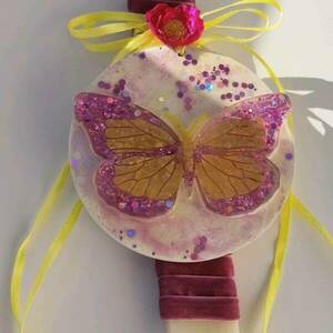 Λαμπάδα αρωματική πεταλούδα μοβ - κορίτσι, λαμπάδες, για παιδιά, αρωματικές λαμπάδες - 3