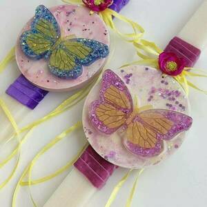Λαμπάδα αρωματική πεταλούδα μοβ - κορίτσι, λαμπάδες, για παιδιά, αρωματικές λαμπάδες - 4