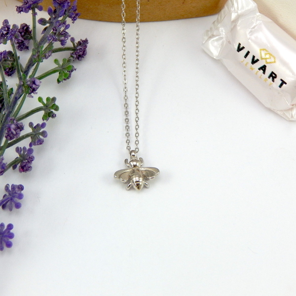 Little bee - αλυσίδες, ασήμι 925, κοντά, λουλούδι, επιπλατινωμένα - 3