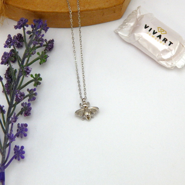 Little bee - αλυσίδες, ασήμι 925, κοντά, λουλούδι, επιπλατινωμένα - 4