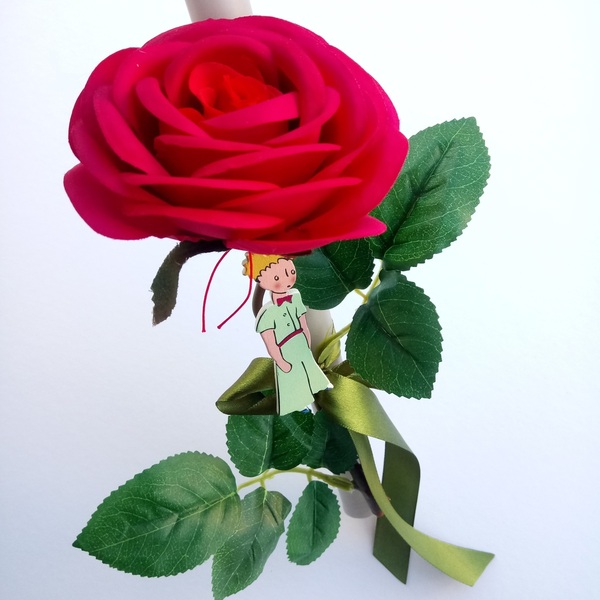 Λαμπάδα με Μικρό Πρίγκηπα και Κόκκινο Τριαντάφυλλο Αγόρι Κορίτσι Πασχαλινή Αρωματική 33 εκ - κορίτσι, λαμπάδες, για ενήλικες, για εφήβους, πρίγκηπες - 3