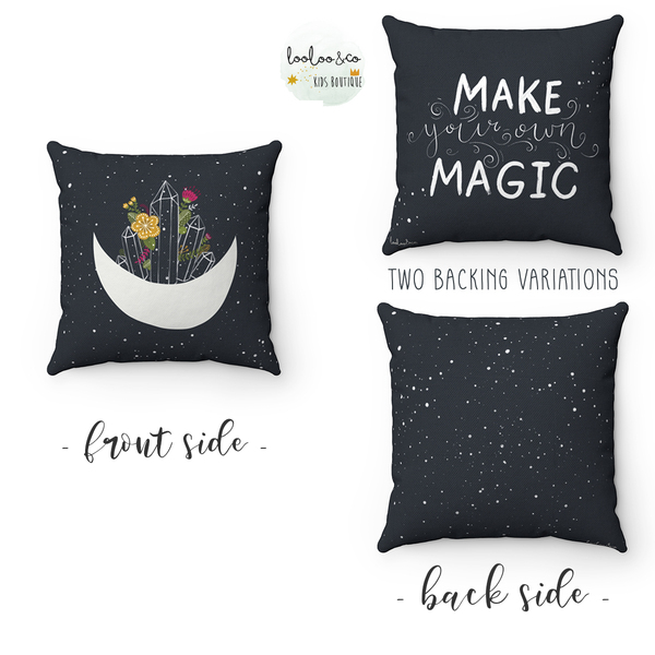 Μαξιλάρι διακοσμητικό Crystal Moon - Make your own magic - χωρίς γέμισμα - 45x45εκ - 100% Polyester - Looloo & Co - διακόσμηση, φεγγάρι, μαξιλάρια - 2