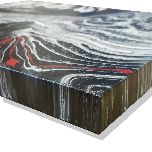Μαυρόασπρα μοτίβα σε πίνακα abstract 40x40 cm - πίνακες & κάδρα, ακρυλικό, πίνακες ζωγραφικής - 2