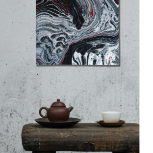 Μαυρόασπρα μοτίβα σε πίνακα abstract 40x40 cm - πίνακες & κάδρα, ακρυλικό, πίνακες ζωγραφικής - 3