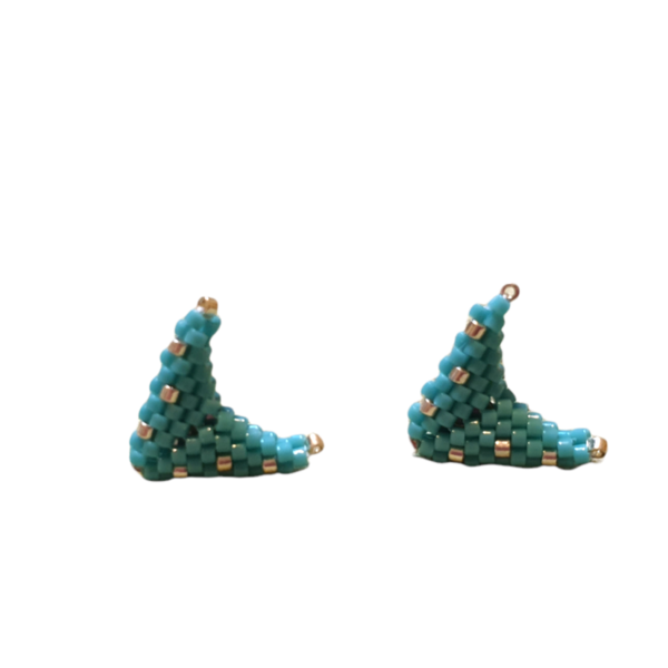 Καρφωτά σκουλαρίκια V-Shape turquoise - γυαλί, χάντρες, καρφωτά, boho, καρφάκι