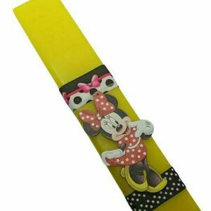 Πασχαλινή λαμπάδα κίτρινη πλακέ 25εκ με ποντικούλα - λαμπάδες, για παιδιά, για εφήβους, ήρωες κινουμένων σχεδίων, κορίτσι