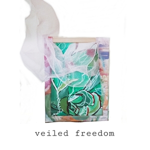 Veiled freedom - Ζωγραφικός πίνακας σε καμβά (30 x 40cm) - πίνακες & κάδρα, ακρυλικό, πίνακες ζωγραφικής