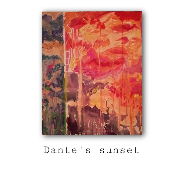 Dante's sunset - Ζωγραφικός πίνακας σε καμβά (50 x 60cm) - πίνακες & κάδρα, ακρυλικό, πίνακες ζωγραφικής