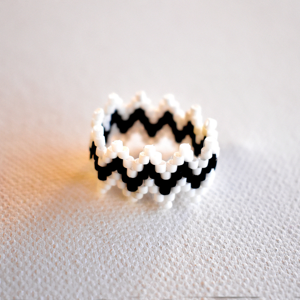 Δαχτυλίδι ζιγκ ζαγκ με χάντρες Miyuki delica - χάντρες, miyuki delica, σταθερά, μεγάλα - 5