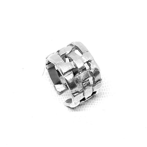 Δαχτυλίδι ασημένιο 925 - "griglia" - ασήμι 925, γεωμετρικά σχέδια, μεγάλα, αυξομειούμενα