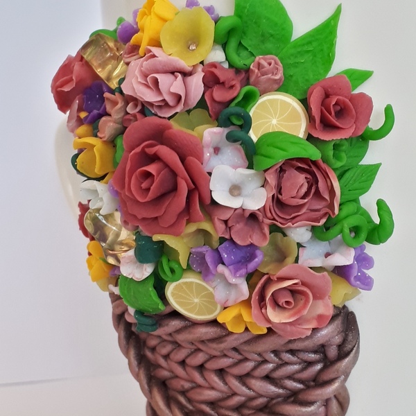 Κούπα από πολυμερικό πηλό διακοσμημένη με Ανοιξιατικο Καλάθι λουλουδιών - πηλός, πορσελάνη, κούπες & φλυτζάνια - 3