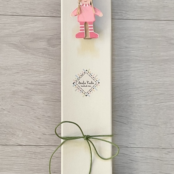 Προσωποποιημένη λαμπάδα ροζ με ξύλινο μονόκερο με όνομα (διάμετρος 7 εκ.) - κορίτσι, λαμπάδες, μονόκερος, για παιδιά, προσωποποιημένα - 4