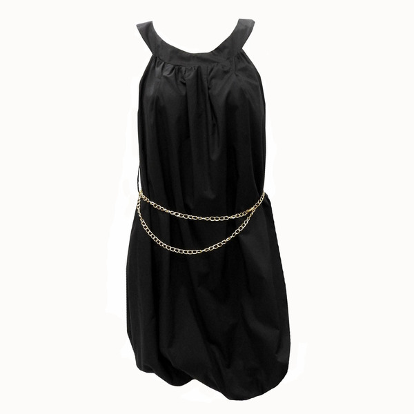 Φόρεμα μαύρο - βαμβάκι, αμάνικο, midi