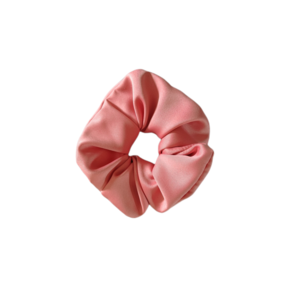 Χειροποιητο υφασμάτινο λαστιχάκι μαλλιών scrunchie κοκαλάκι σατέν σε κοράλλι απαλό χρωμα medium size 1τμχ - headbands, ύφασμα, δώρα για γυναίκες