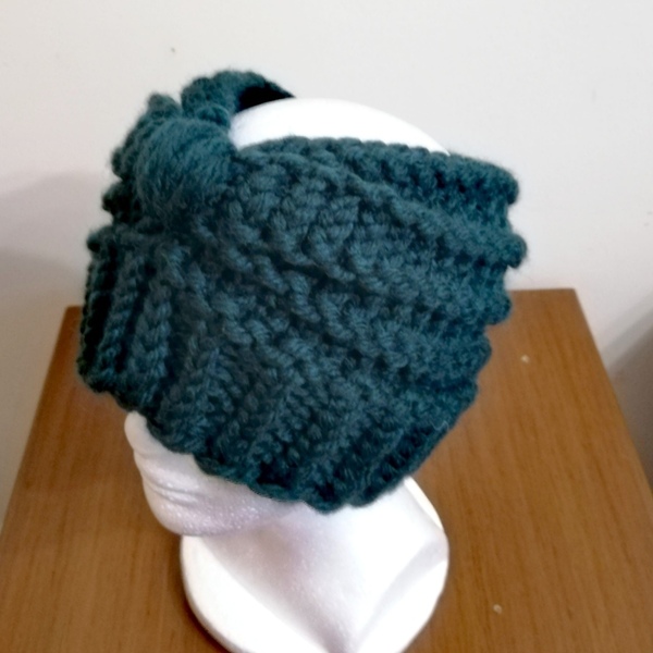 Knitted headband |Πλεκτή κορδέλα μαλλιών Κυπαρισσί - μαλλί, ακρυλικό, σκουφάκια, headbands - 3