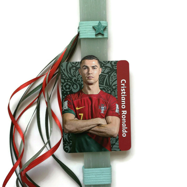 Αρωματική βεραμαν λαμπάδα με ξύλινη φιγούρα τον Ρονάλντο, Ronaldo 32 εκατοστά. - αγόρι, λαμπάδες, για παιδιά, για ενήλικες, για εφήβους - 2