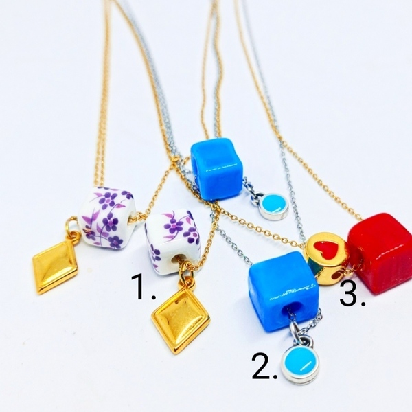 Hot necklace - charms, κοντά, ατσάλι, boho - 2