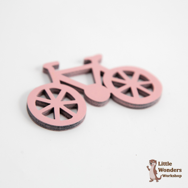 Ξύλινη Διακοσμητική Φιγούρα "Ποδήλατο", σετ 5τμχ, Ροζ, Διάσταση: 8Χ5εκ. - δώρο, διακοσμητικά, για παιδιά, ξύλινα διακοσμητικά - 3