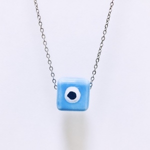 Eye evil necklace - αλυσίδες, μάτι, κοντά, ατσάλι - 2