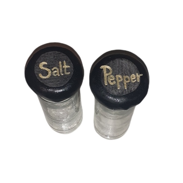 Βαζάκια Salt&Pepper (Υψος:13cm, Πλάτος:5cm, Μήκος:5cm) - γυαλί, πηλός - 2