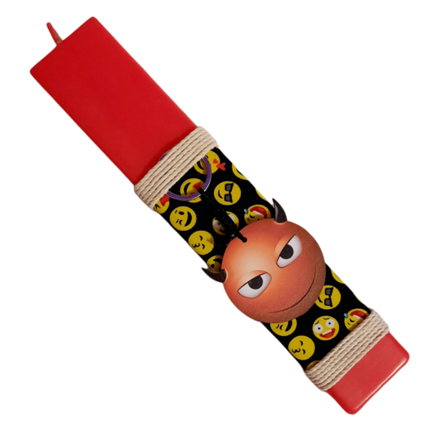 Κόκκινη αρωματική λαμπάδα με ξύλινο μπρελόκ διαβολάκι. Διαστάσεις λαμπάδας 25x4.5 cm - αγόρι, λαμπάδες, για παιδιά, για ενήλικες, για εφήβους