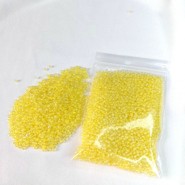 Κίτρινες Χάντρες Γυάλινες Μικρές 2x1mm 40γρ - 3