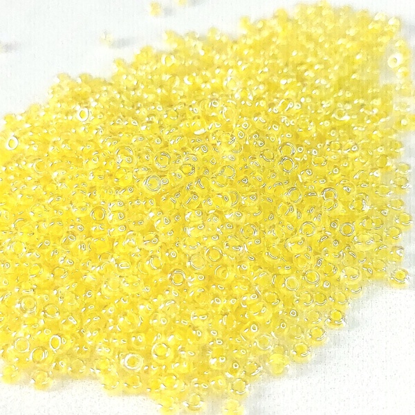 Κίτρινες Χάντρες Γυάλινες Μικρές 2x1mm 40γρ - 4