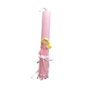 πασχαλινό ροζ αρωματικό λαμπαδάκι 22εκ με σελιδοδείκτη κοριτσάκι - λαμπάδες, σελιδοδείκτες, πριγκίπισσα, για παιδιά, για ενήλικες