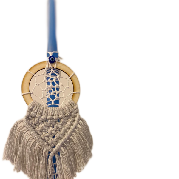Πασχαλινή λαμπαδα με ξύλινο στρογγυλό διακοσμητικό - αγόρι, λαμπάδες, για ενήλικες, παιχνιδολαμπάδες
